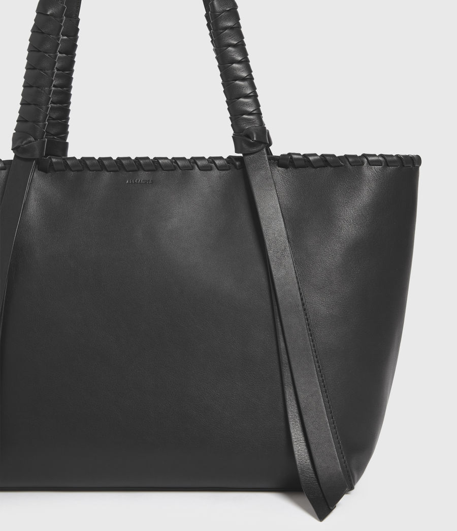 ALLSAINTS UK: Womens Holston Small East West Leather Tote Bag (black)