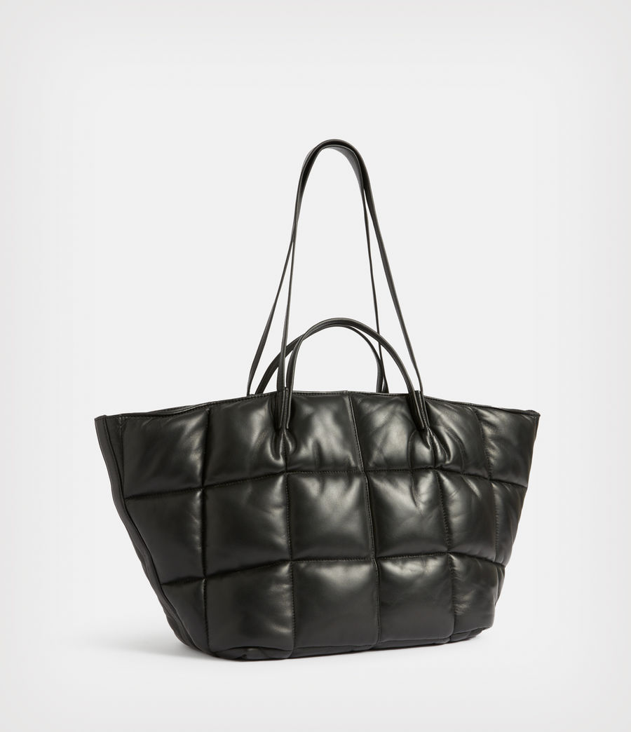 Women's Nadaline Leather Quilted Tote Bag (black) - Image 4