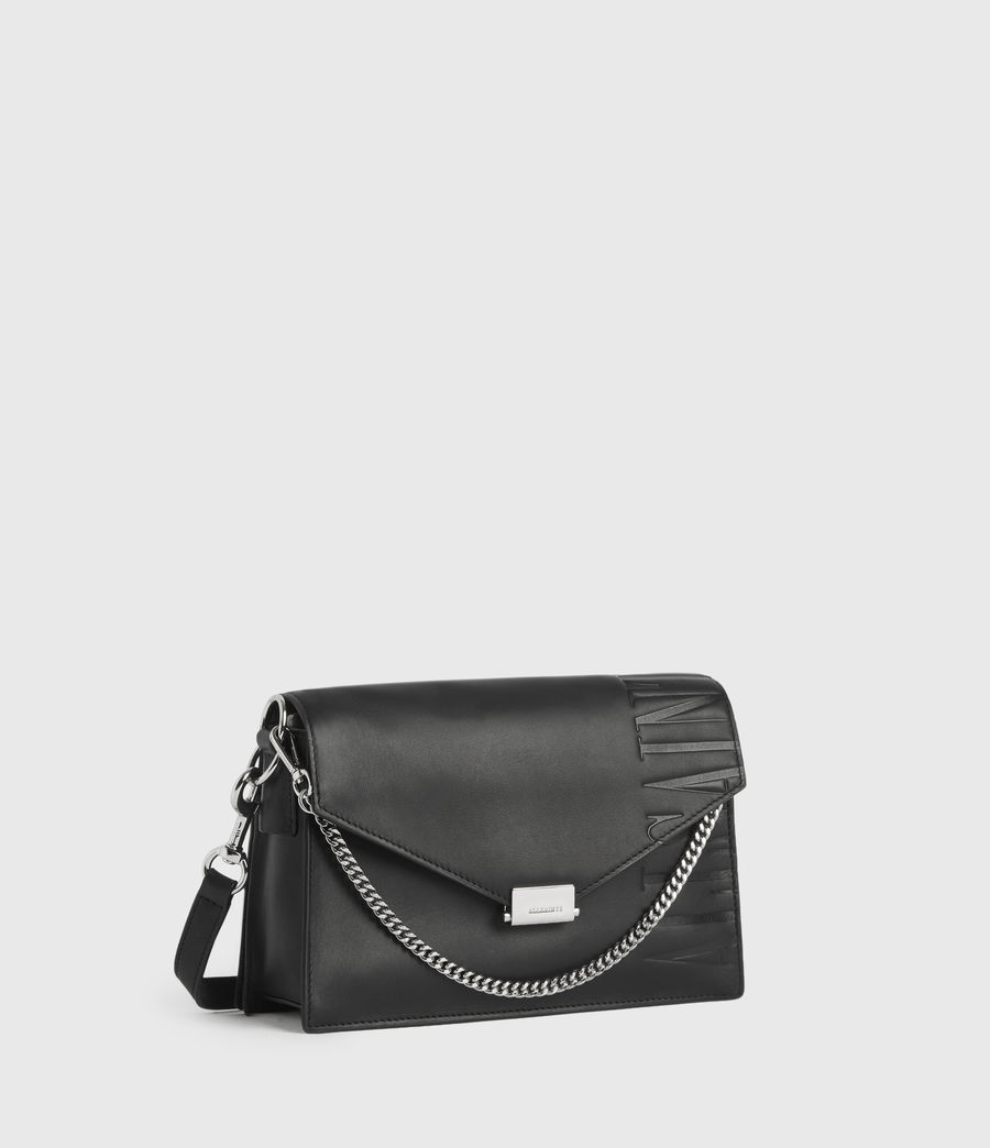 all saints black leather bag