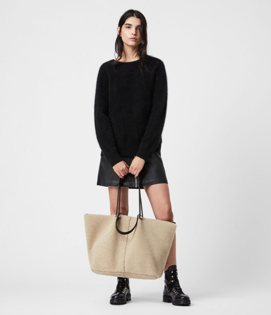 shearling tote bag