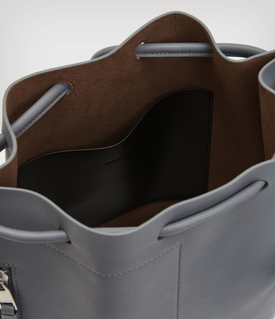 Women's Alpha Contrast Leather Backpack (denim_grey) - Image 3