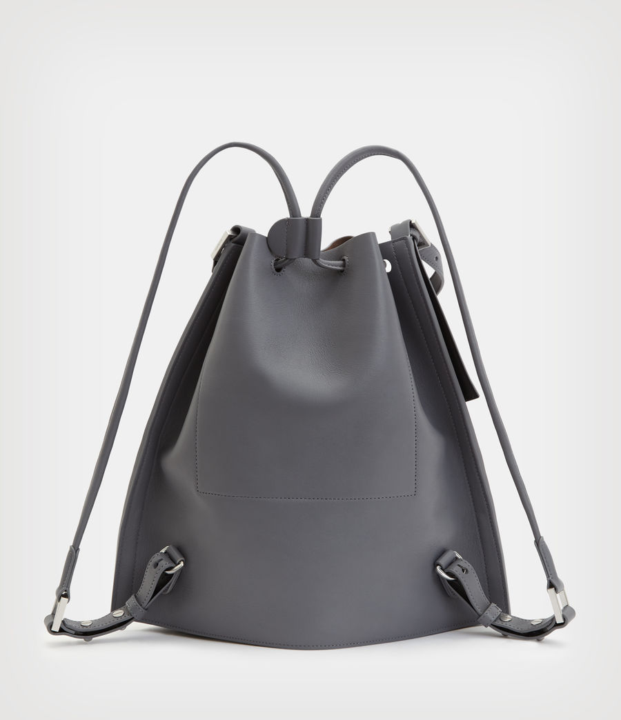 Women's Alpha Contrast Leather Backpack (denim_grey) - Image 7