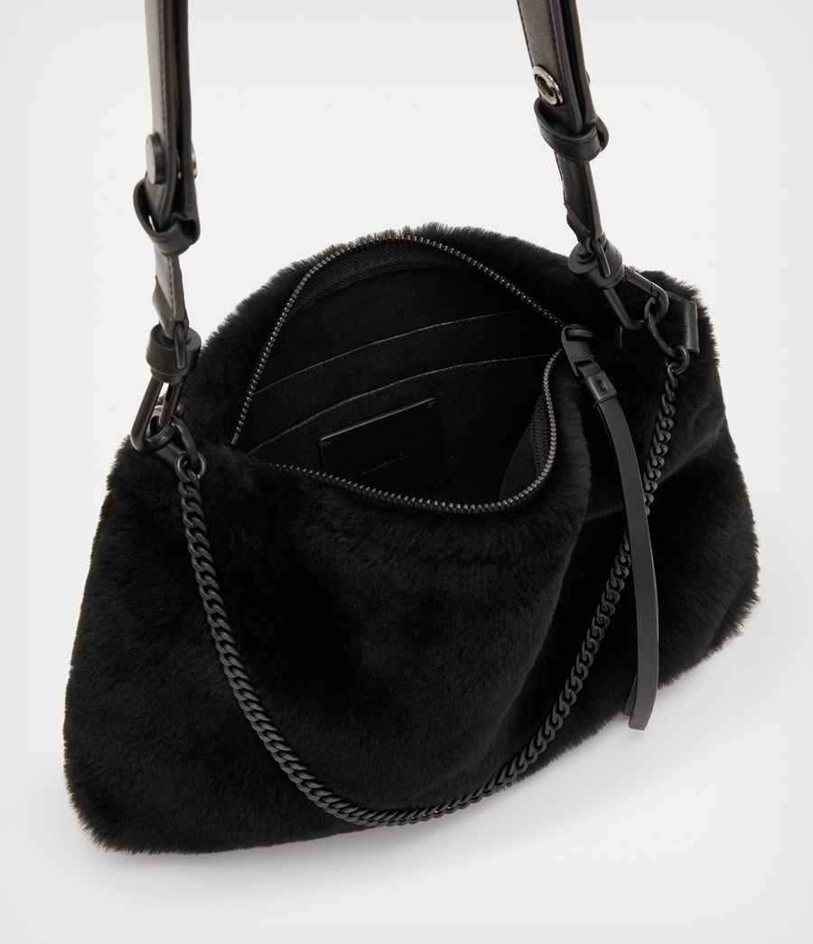 Womens Eve Shearling Crossbody Bag (black) - Image 2