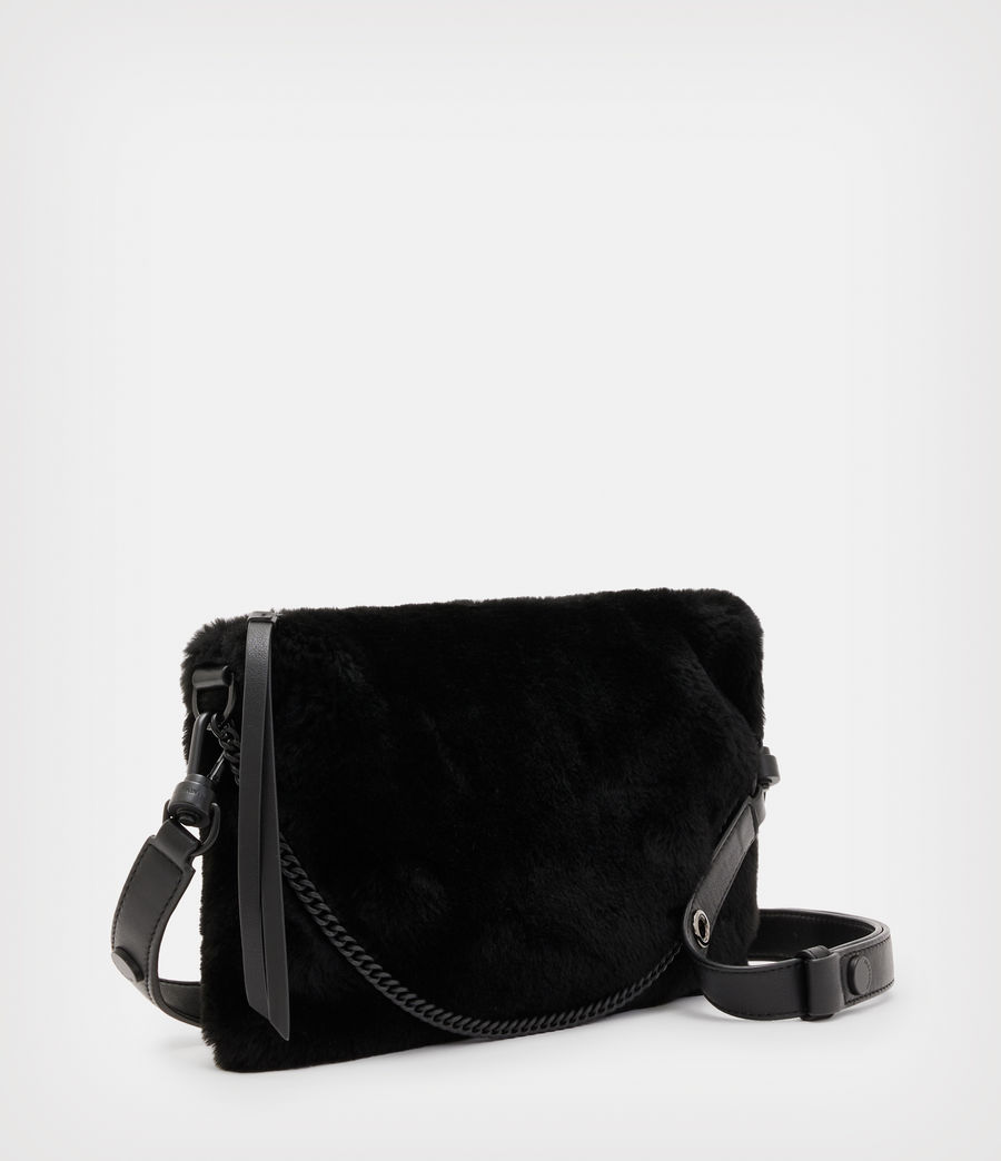 Womens Eve Shearling Crossbody Bag (black) - Image 3
