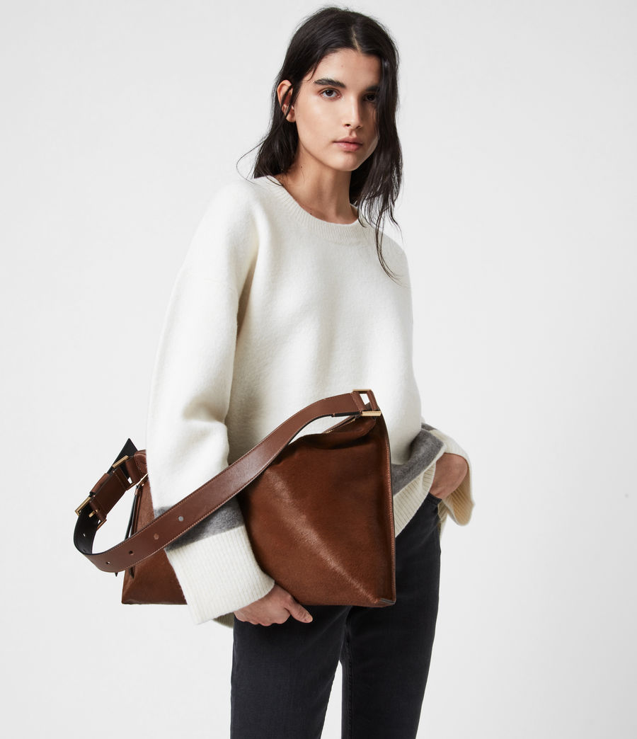 ALLSAINTS UK: Womens Edbury Leather Shoulder Bag (biscuit_brown)