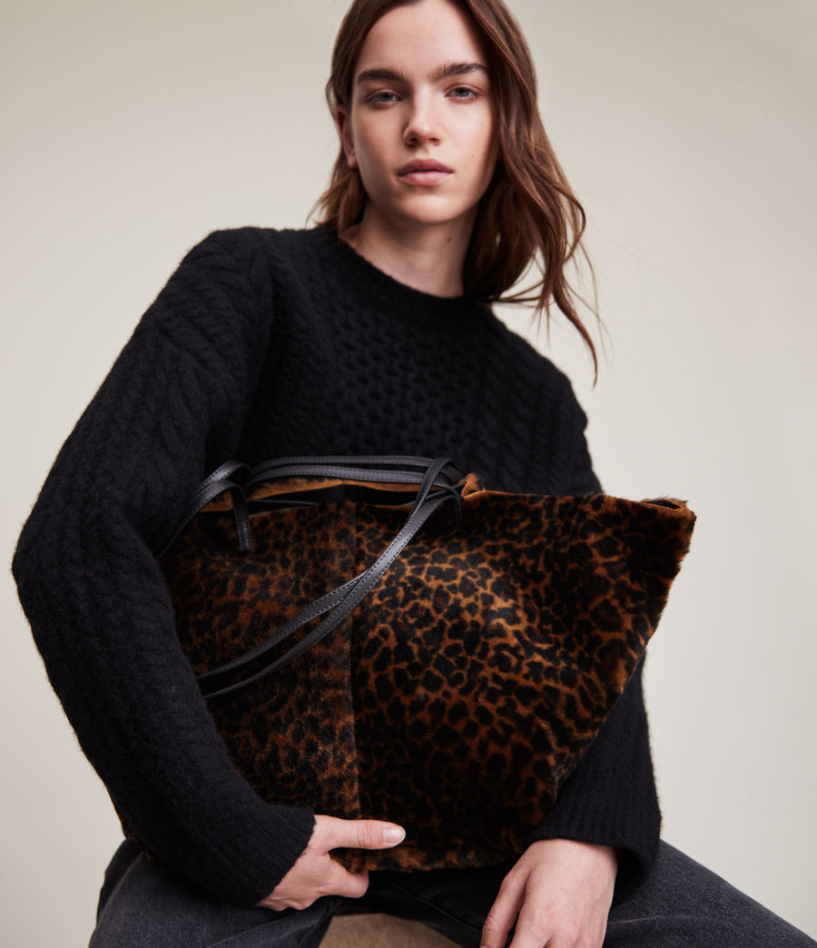 Womens Hannah Shearling Tote Bag (leopard) - Image 1