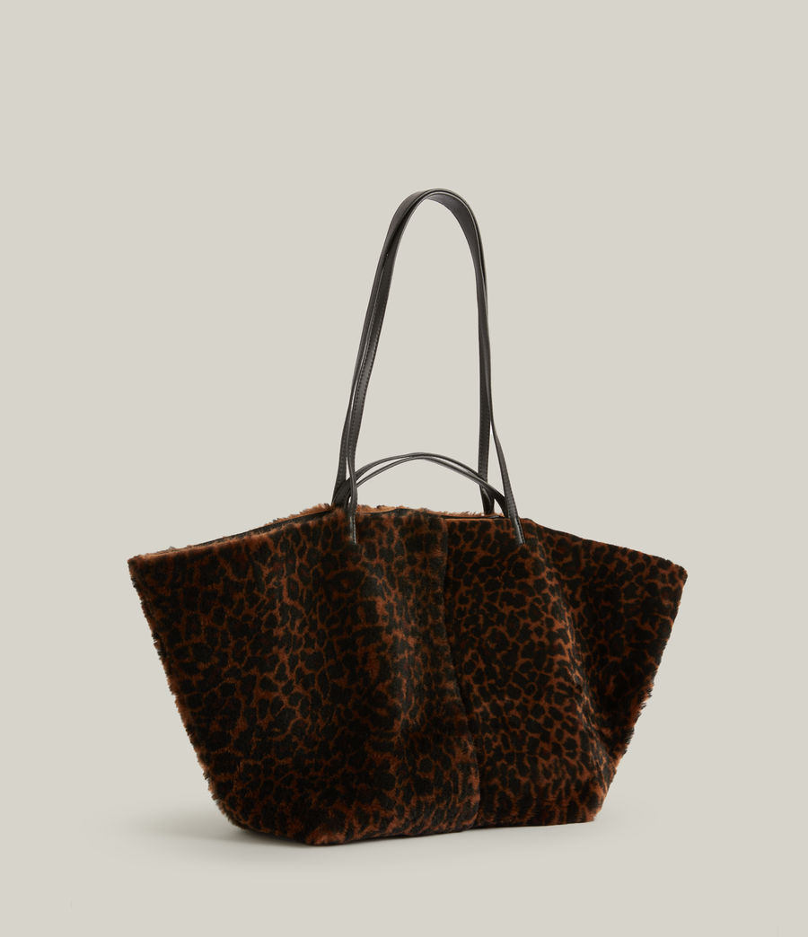 Womens Hannah Shearling Tote Bag (leopard) - Image 4