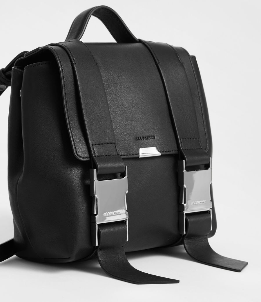 ALLSAINTS UK: Womens Clip Leather Mini Backpack (black)