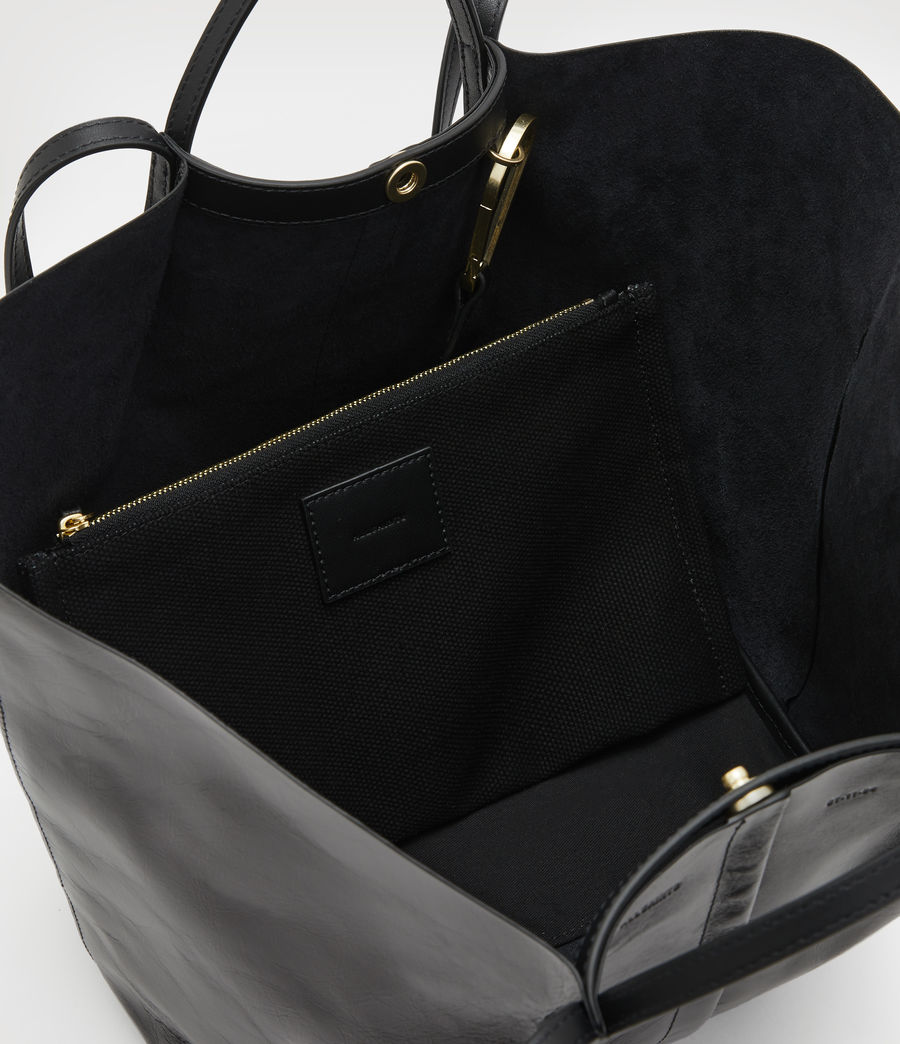 Women's Odette Leather East West Tote Bag (black) - Image 3