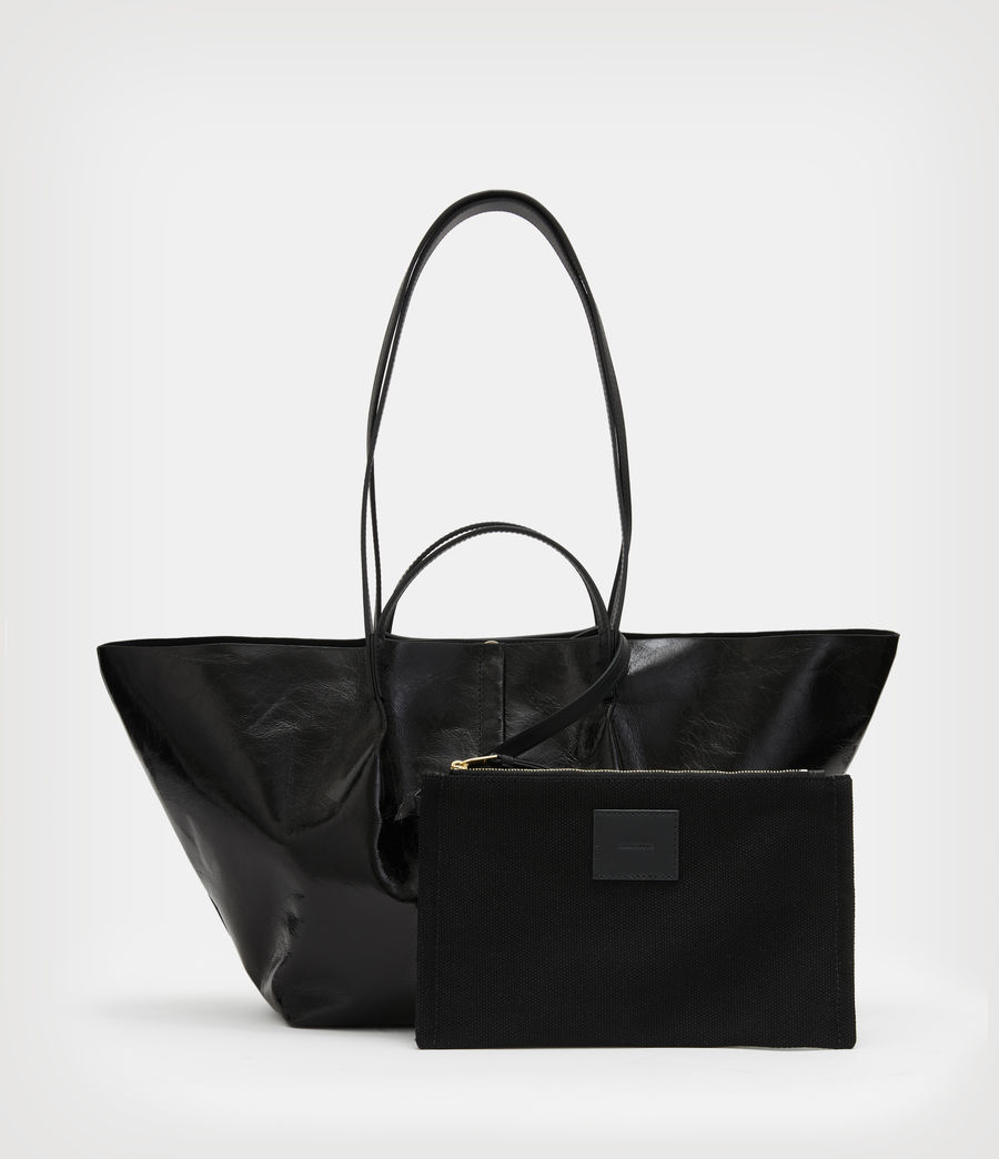 Womens Odette Leather East West Tote Bag (black) - Image 7
