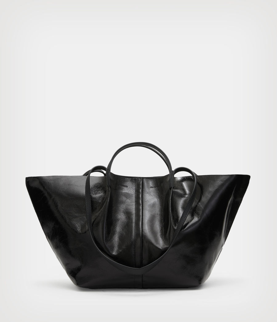Womens Odette Leather East West Tote Bag (black) - Image 8