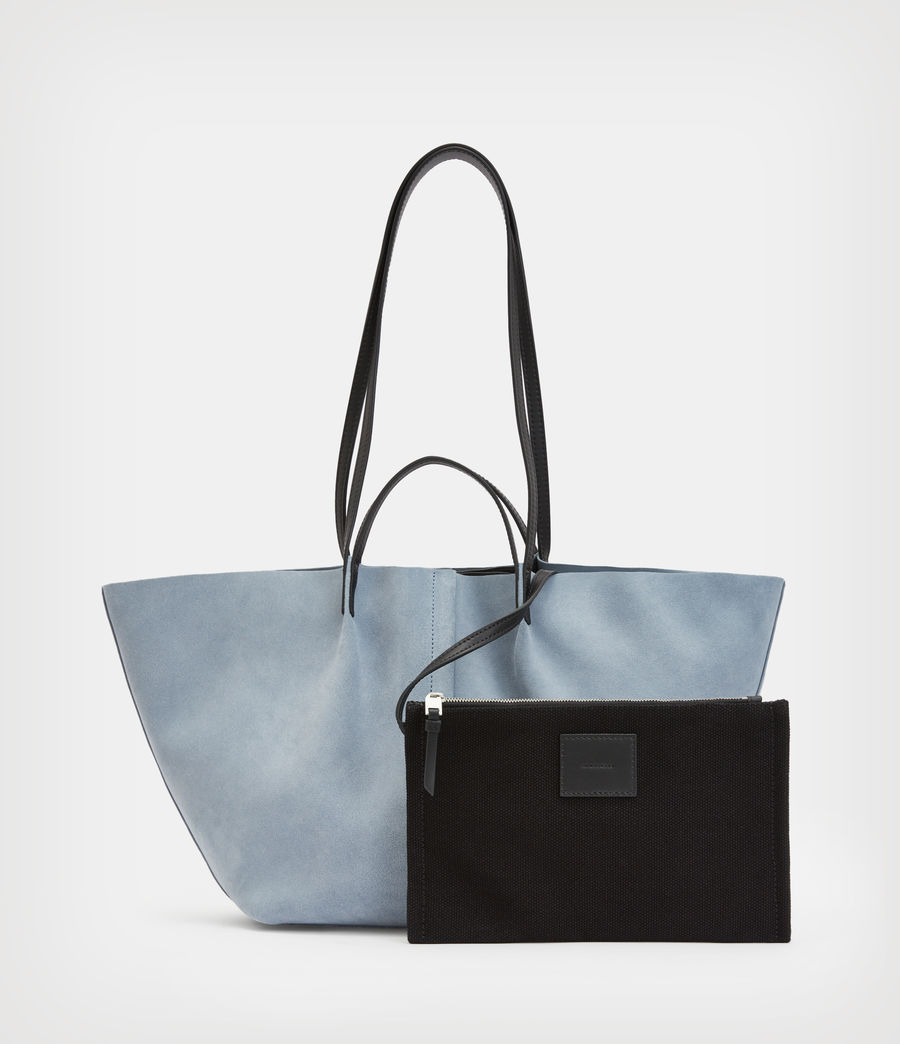 Women's Odette Leather East West Tote Bag (denim_grey) - Image 7