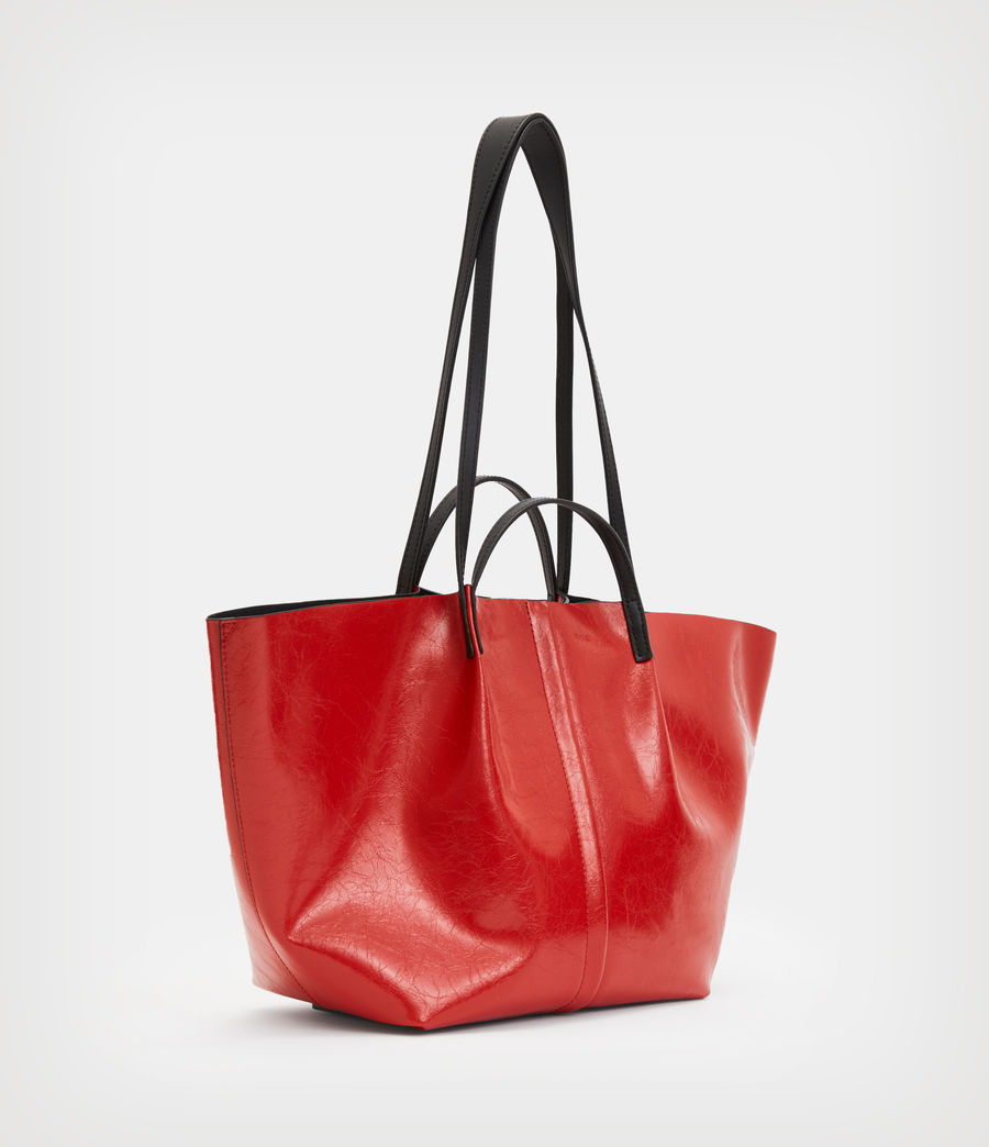 Womens Odette Leather East West Tote Bag (gala_red) - Image 4