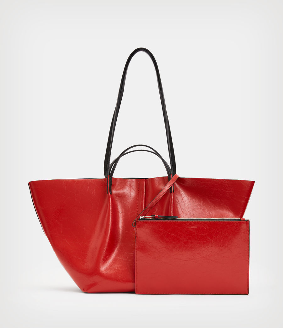 Womens Odette Leather East West Tote Bag (gala_red) - Image 7