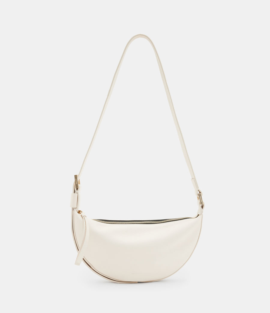Women's Half Moon Leather Crossbody Bag (white) - Image 1