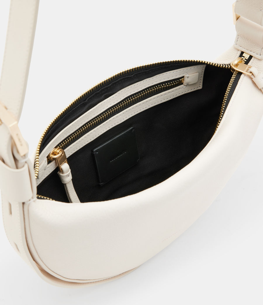 Women's Half Moon Leather Crossbody Bag (white) - Image 3