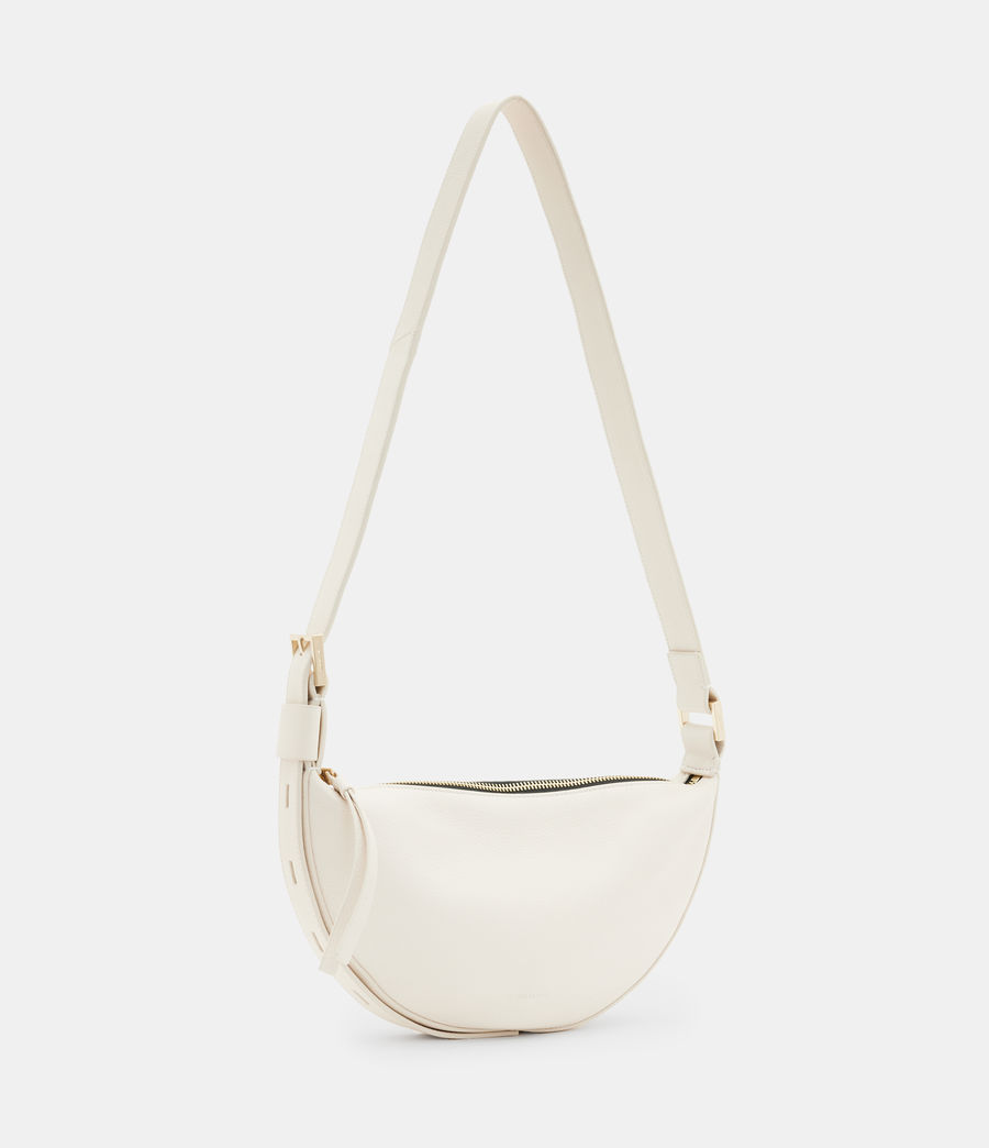 Women's Half Moon Leather Crossbody Bag (white) - Image 4