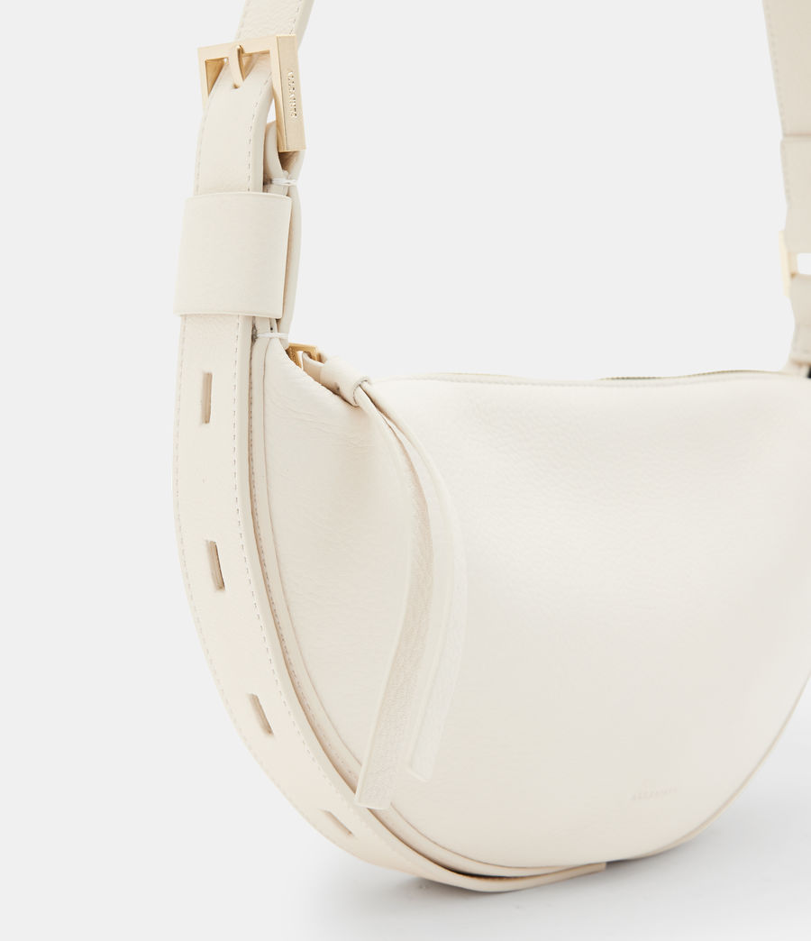 Women's Half Moon Leather Crossbody Bag (white) - Image 5