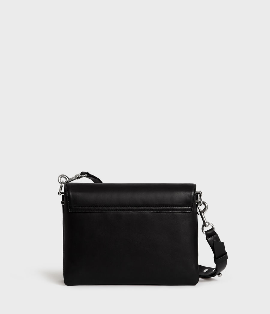 ALLSAINTS US: Womens Harri Leather Square Crossbody Bag (black)
