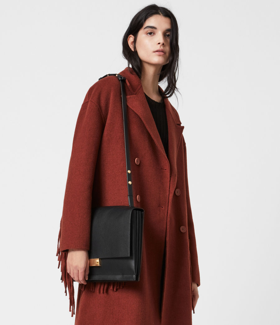 ALLSAINTS UK: Womens Avery Leather Shoulder Bag (black)