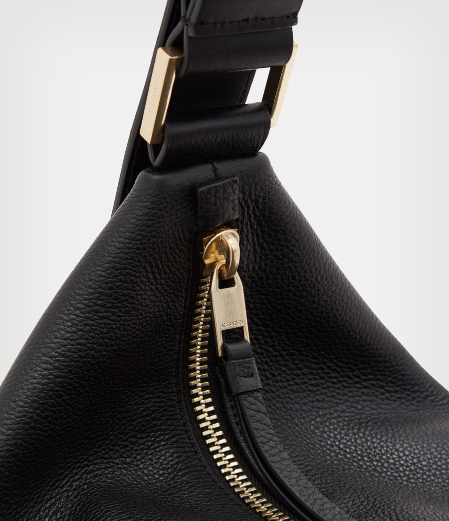 Womens Edbury Leather Fringed Shoulder Bag (black) - Image 6