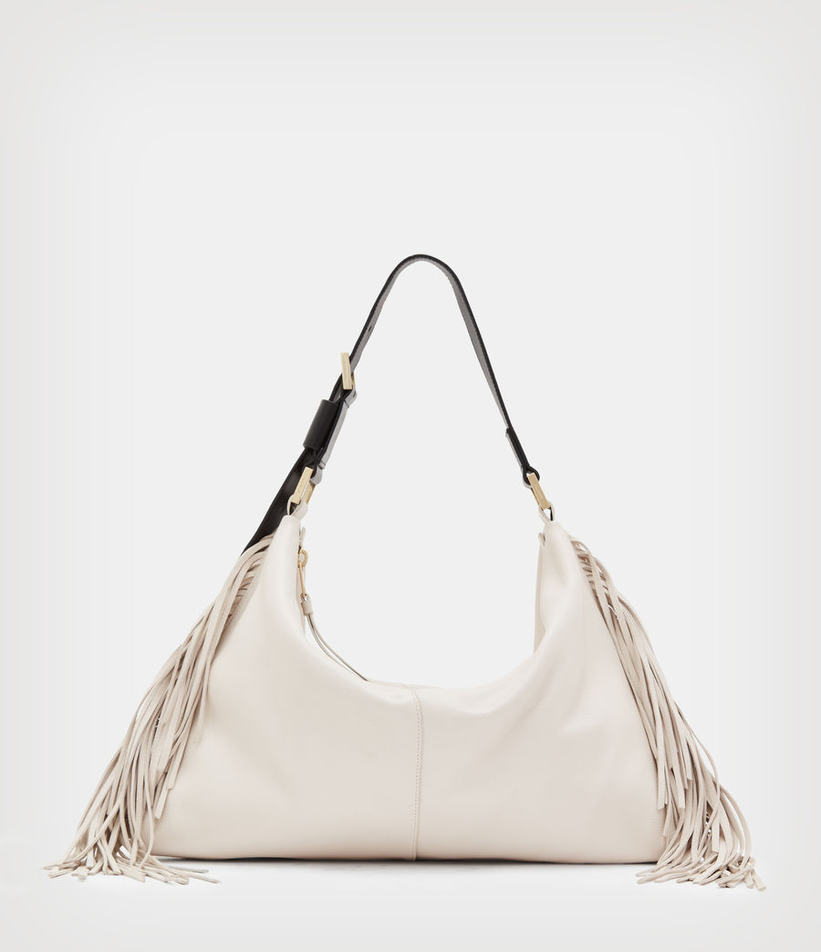 Women's Edbury Leather Fringed Shoulder Bag (salt_lake_white) - Image 2