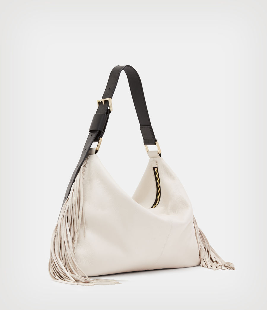 Women's Edbury Leather Fringed Shoulder Bag (salt_lake_white) - Image 5