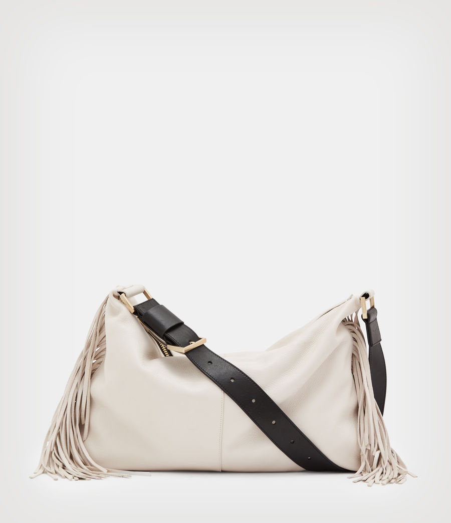 Womens Edbury Leather Fringed Shoulder Bag (salt_lake_white) - Image 9