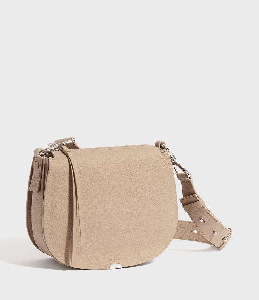 ALLSAINTS UK: Womens Captain Leather Round Crossbody Bag (dune)