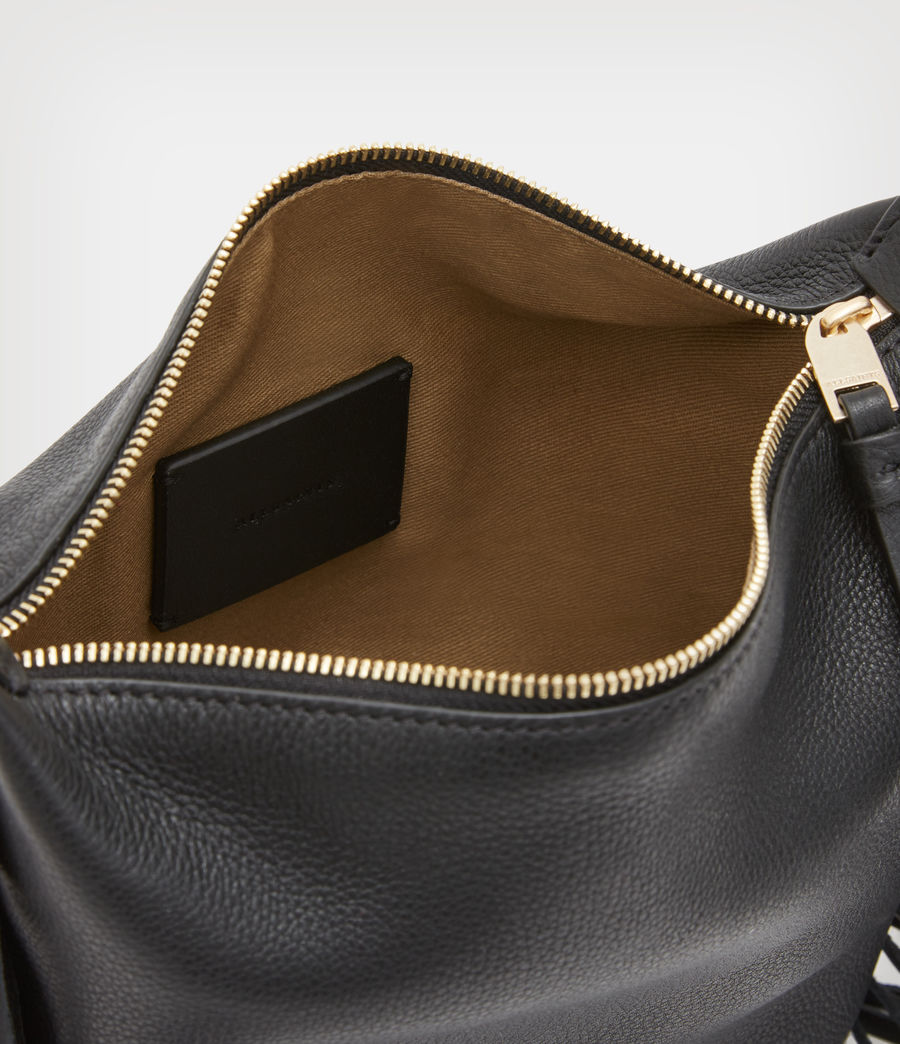 Womens Evaline Fringe Crossbody Leather Bag (black) - Image 3