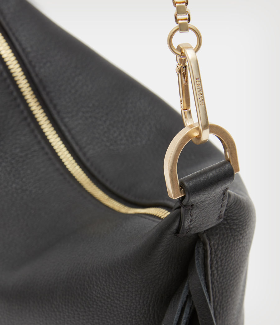 Womens Evaline Fringe Crossbody Leather Bag (black) - Image 5