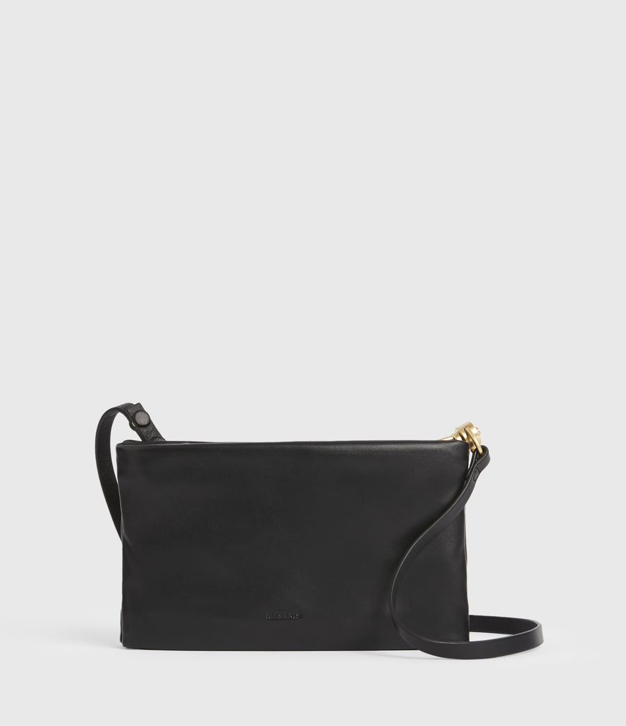 Womens Mila Leather Double Pouch Bag (black) - Image 2