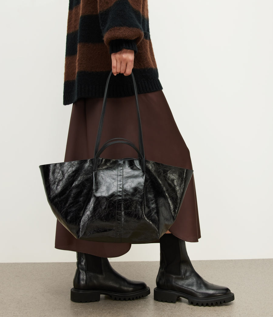 Womens Odette Leather East West Tote Bag (black) - Image 2