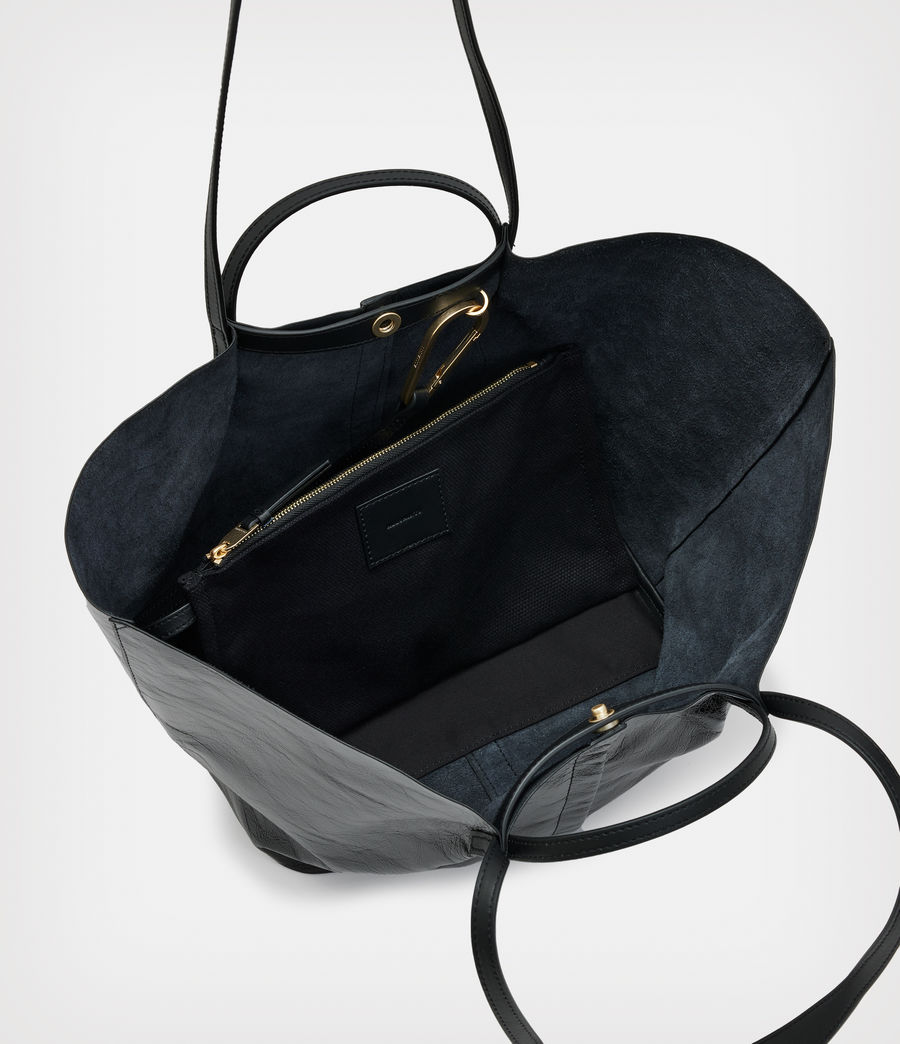 Womens Odette Leather East West Tote Bag (black) - Image 3
