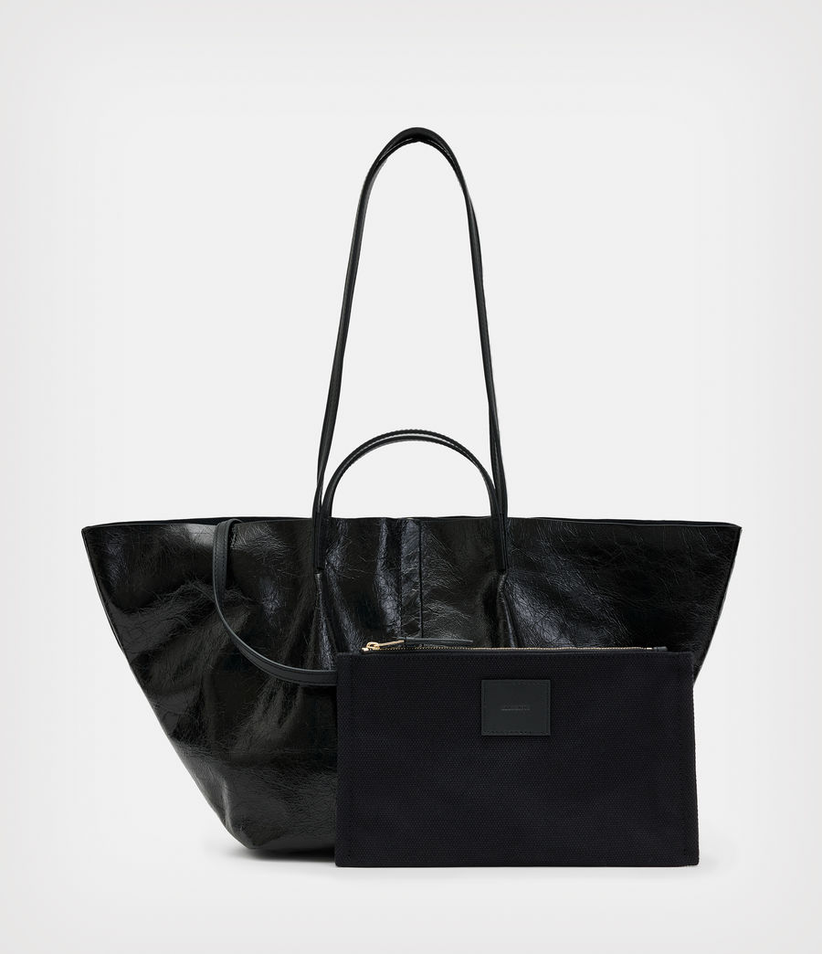 Womens Odette Leather East West Tote Bag (black) - Image 7
