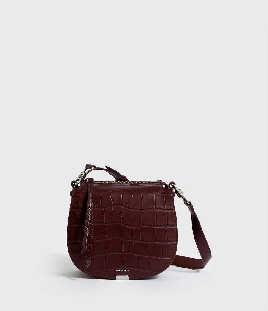 ALLSAINTS UK: Womens Polly Small Round Leather Crossbody Bag (bordeaux_red)