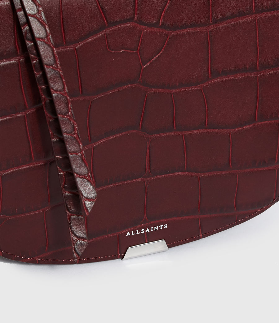 ALLSAINTS UK: Womens Polly Small Round Leather Crossbody Bag (bordeaux_red)
