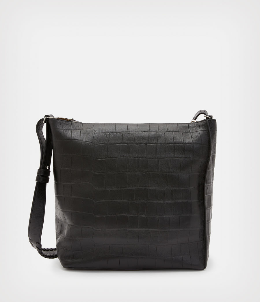 Womens Kita Leather Crocodile Effect Crossbody Bag (black_croc) - Image 5