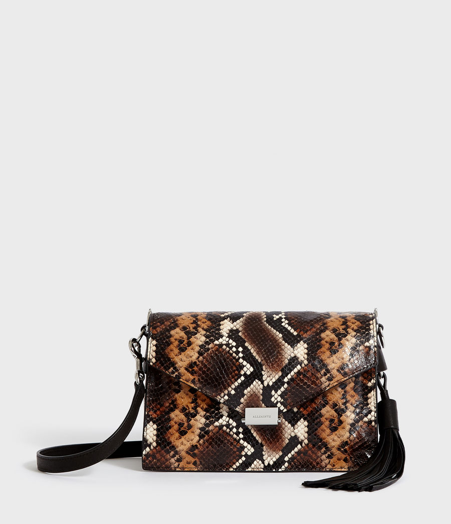 ALLSAINTS US: Womens Miki Sliver Leather Crossbody Bag (brown)