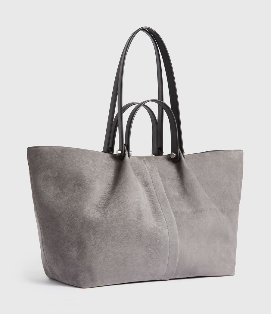 grey suede tote bag