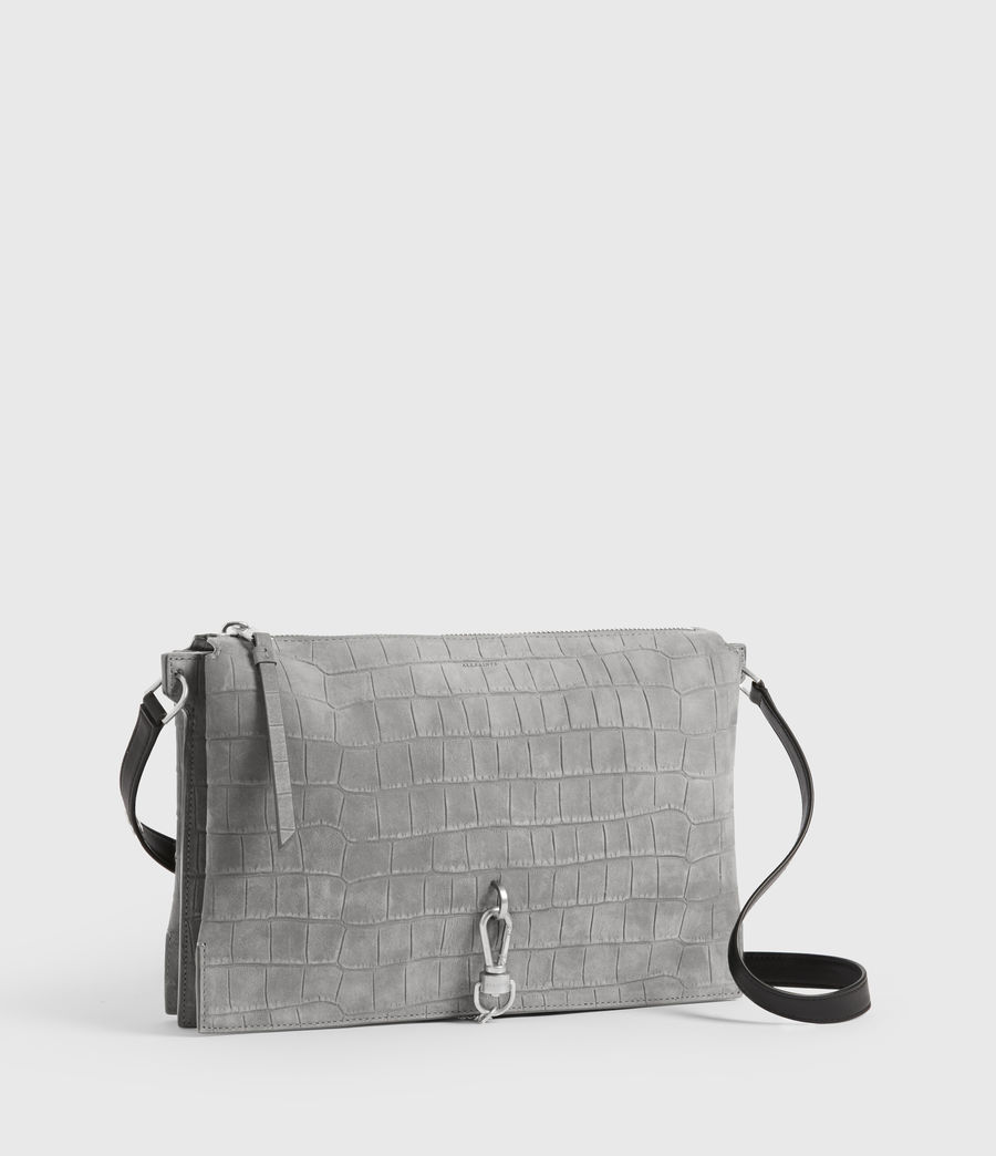 grey suede shoulder bag