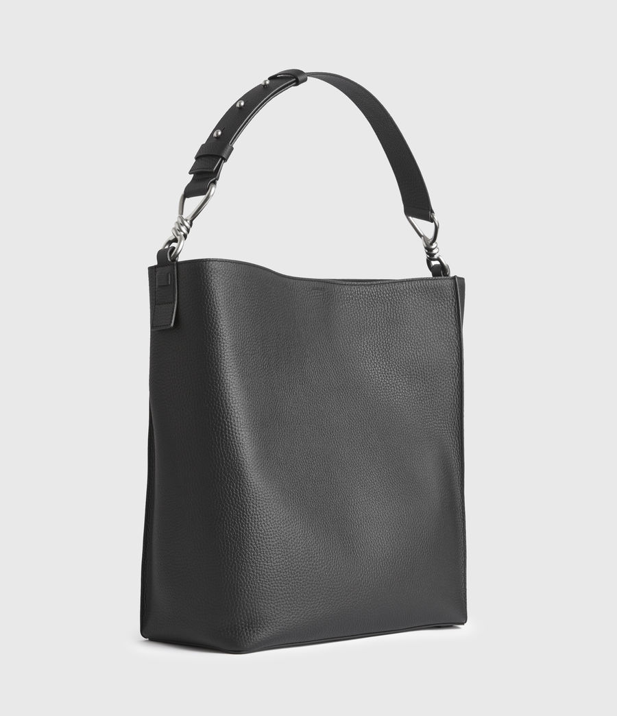 ALLSAINTS UK: Womens Captain Leather North South Tote Bag (black)