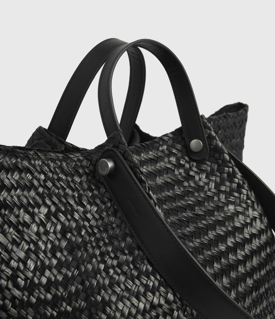 ALLSAINTS UK: Womens Allington East West Straw Tote Bag (natural_black)