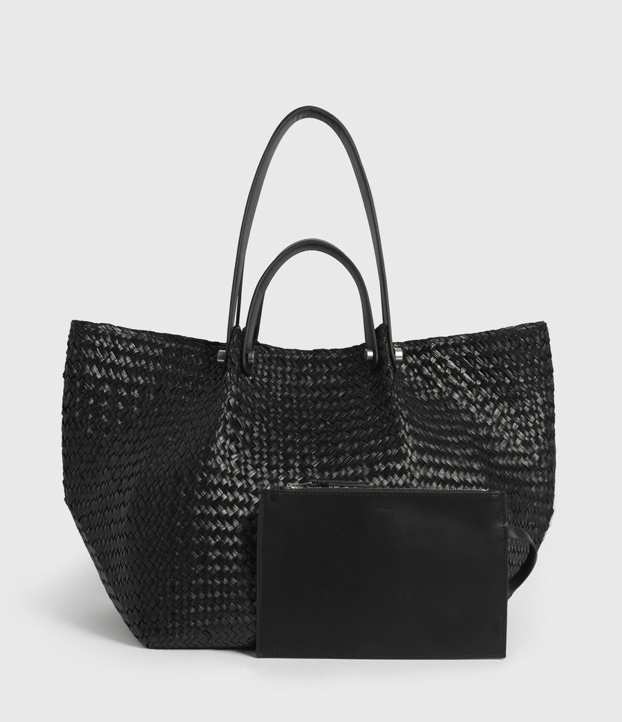 ALLSAINTS UK: Womens Allington East West Straw Tote Bag (natural_black)