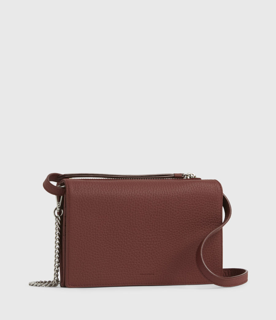 Womens Fetch Chain Leather Wallet Crossbody Bag (brick_red) - Image 3