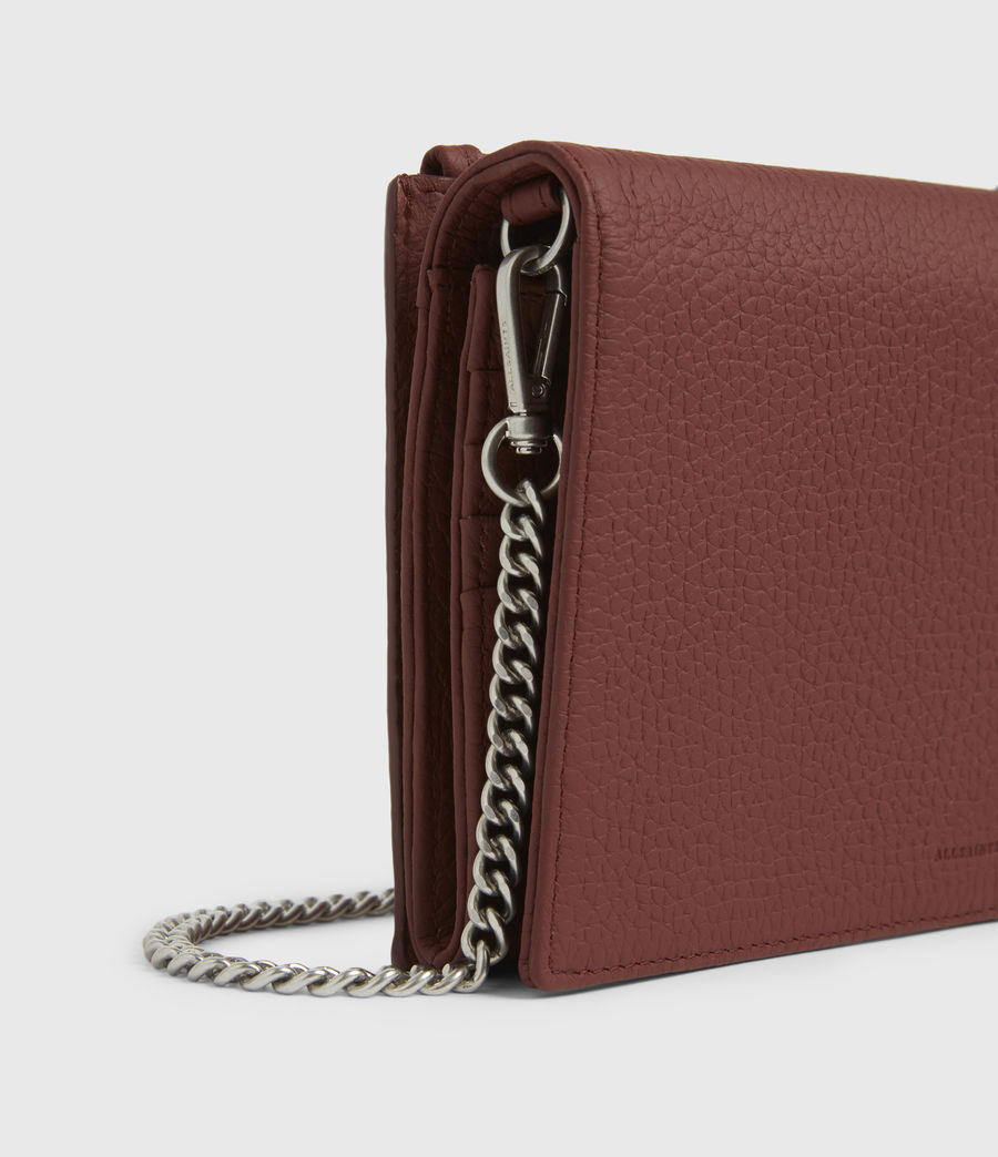 Womens Fetch Chain Leather Wallet Crossbody Bag (brick_red) - Image 5