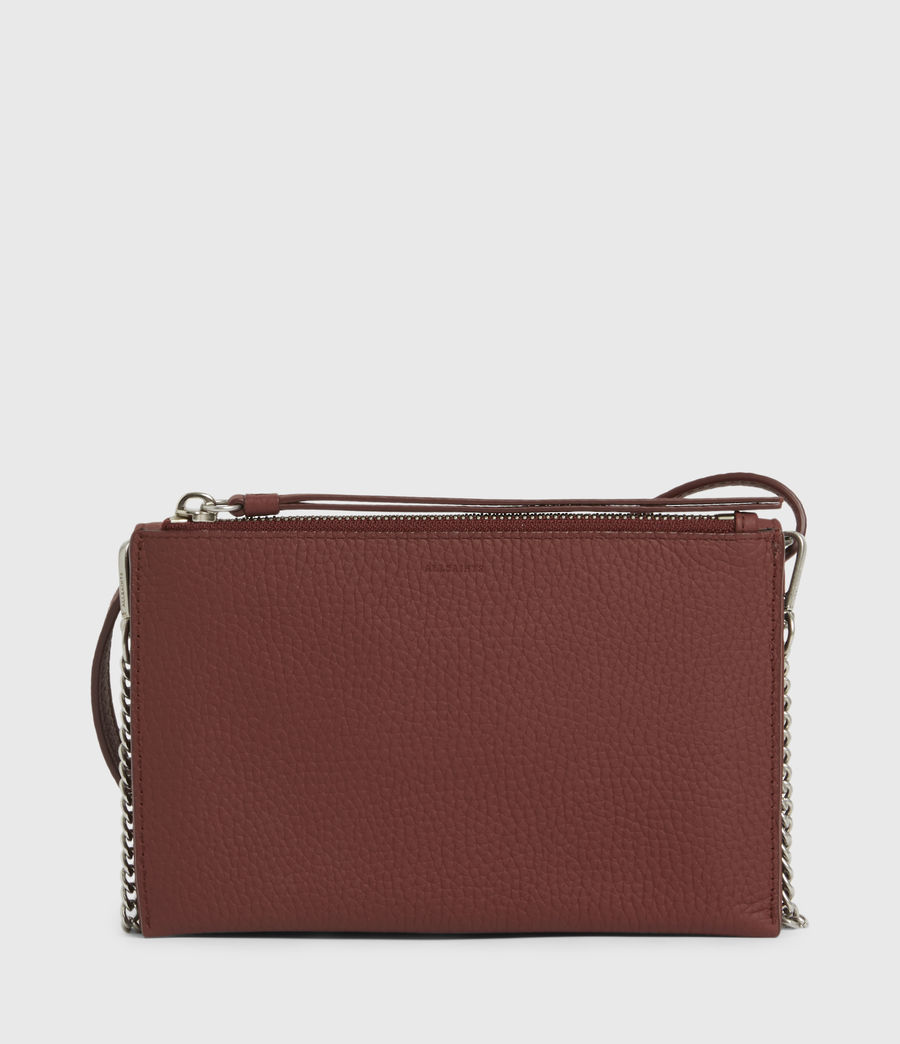Womens Fetch Chain Leather Wallet Crossbody Bag (brick_red) - Image 6