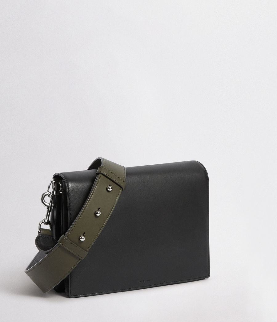 all saints black leather shoulder bag