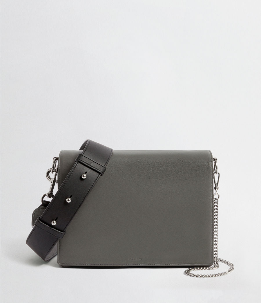 ALLSAINTS US: Womens Zep Leather Box Bag (smoky_blue_dk_blue)