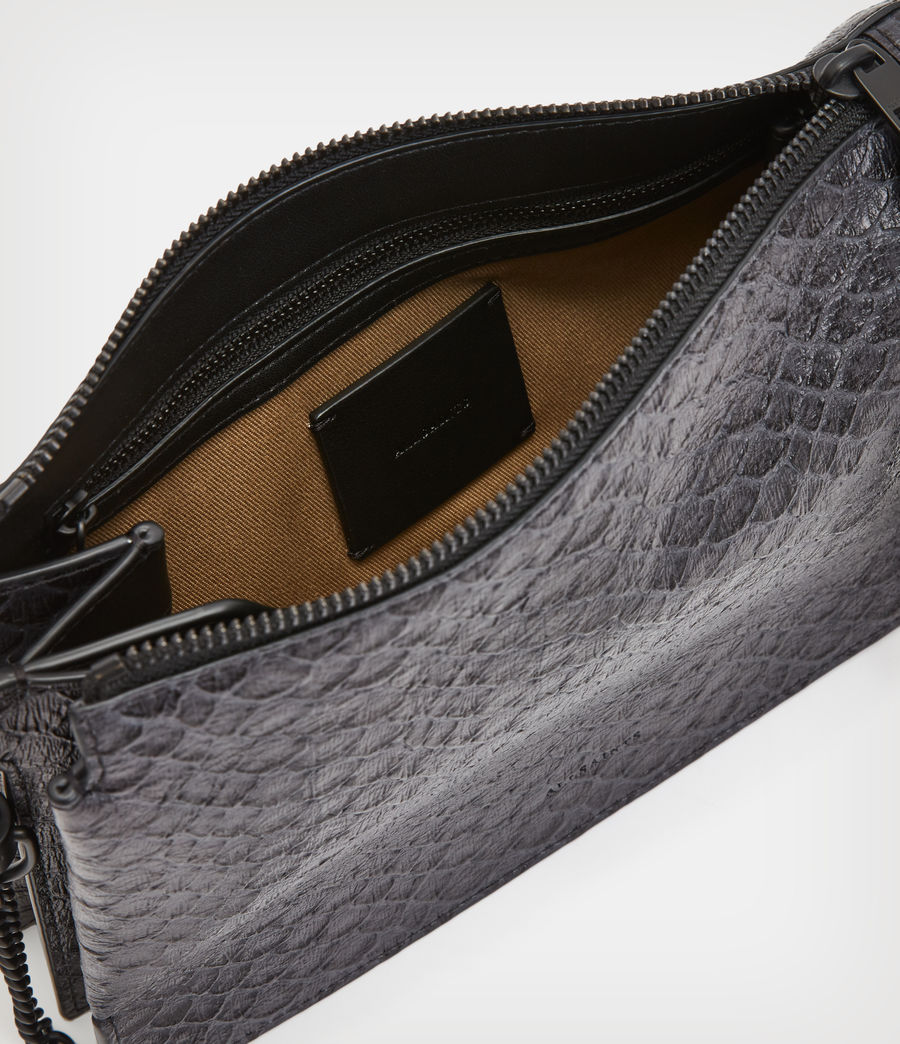 Womens Fletcher Snake Effect Leather Crossbody Bag (black_python) - Image 3